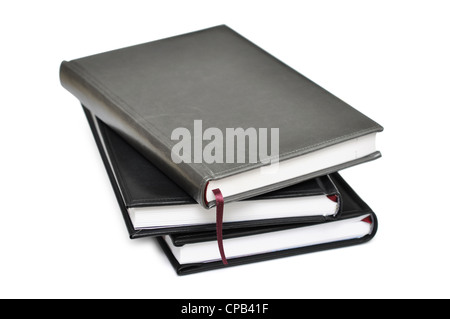 Three notebooks on white background with clipping path Stock Photo