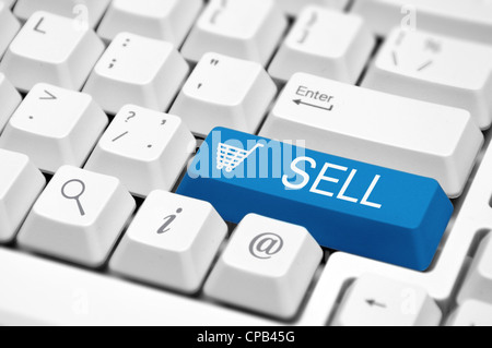 "Sell" icon button on the key of a computer keyboard Stock Photo