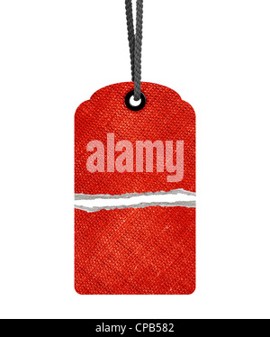 Blank Torn price tag isolated on white background with copy space and path. Stock Photo