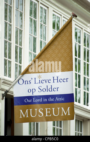 AMSTERDAM, NETHERLANDS - MAY 08, 2012:  Sign outside the Our Lord in the Attic Museum Stock Photo