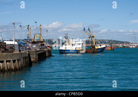 Brixham Harbour,Trawler Fleet,Devon,at the seaside,storm brewing, abstract, background, bobber, buoy, catch, close-up, color, de Stock Photo