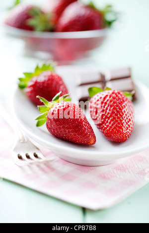 strawberries and chocolate Stock Photo