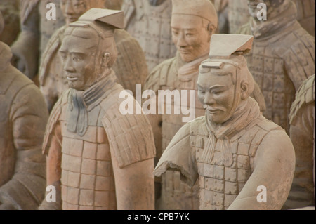 A view inside pit no.1 showing a close up view of the Terracotta Army soldiers. Stock Photo