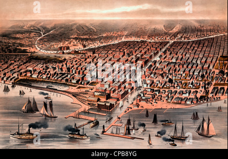 The City of Chicago as it was before the Great Conflagration of October 1871 Stock Photo