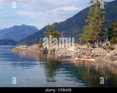 Sea kayakers camping in Desolation Sound, British Columbia, Canada Stock Photo