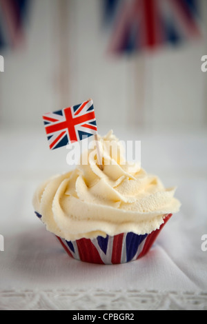 Union Jack cupcakes to celebrate the Diamond Jubilee Stock Photo
