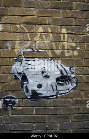 graffiti of a car on a wall in London Stock Photo