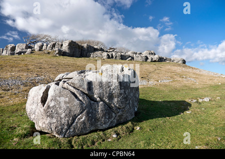 Limestone outcrops at Farletom Knott Cumbria Stock Photo