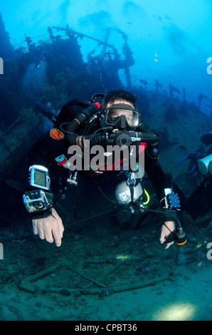 technical diving Ginas D wreck Red Sea. Egypt Stock Photo