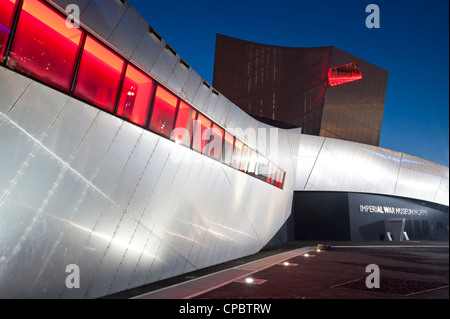 The Imperial War Museum (North) at Night, Salford Quays, Manchester, England, UK Stock Photo