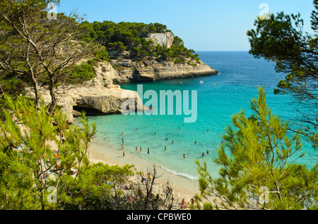 Cala Mitjana on Menorca in the Balearic islands, Spain Stock Photo