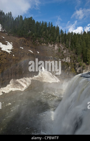 USA, Idaho, Upper Mesa Falls, Snake River, Henry's Fork, Lower Mesa Falls, Mesa Falls, Waterfall, Falls, Stock Photo