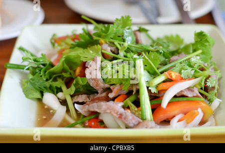 Spicy salad of roasted beef , Thai style food Stock Photo