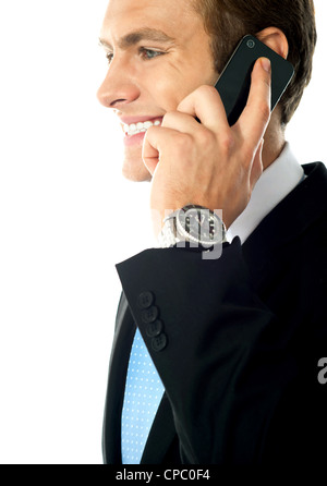 Cropped image of businessman communicating through cell Stock Photo