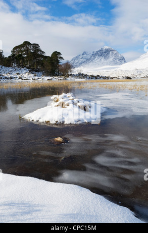 Liathach from Loch Clair in winter, Torridon, Ross-shire, Scotland. Stock Photo