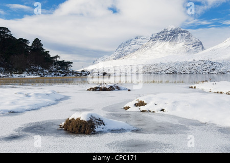 Liathach from Loch Clair in winter, Torridon, Ross-shire, Scotland. Stock Photo