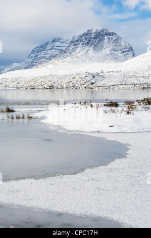 Liathach from Loch Clair in winter, Torridon, Ross-shire, Scotland. Stock Photo