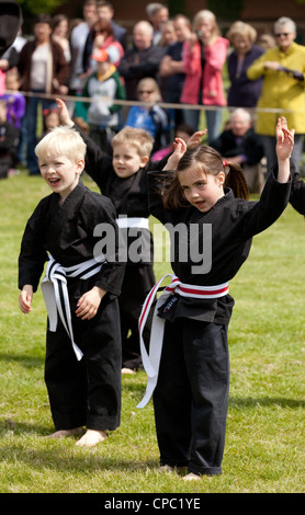 Children giving a demo of the korean Martial Art Kuk Sool Won, Newmarket Sport festival, Suffolk UK Stock Photo