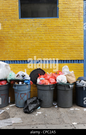 Rubbish Bins outside a restaurant Soho, New York Stock Photo