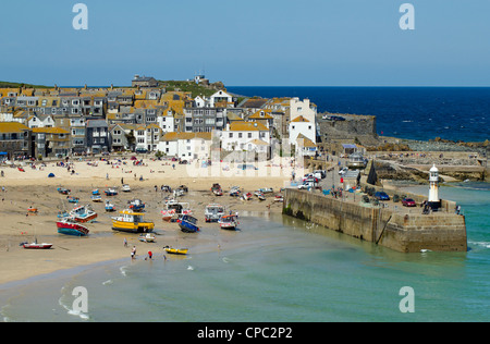 St. Ives harbour beach on a sunny day in Cornwall UK. Stock Photo