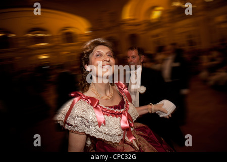 The great fancy dress ball (Second Empire period dress), on the occasion of the event: 'Vichy celebrates Napoleon III' (Vichy). Stock Photo