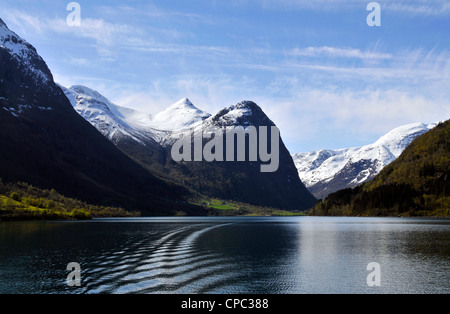 Briksdal glacier, Oldevatnet lake Stock Photo