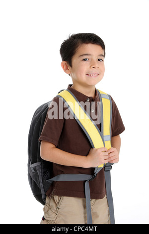 Elementary aged boy set on a white background Stock Photo - Alamy