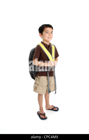 Elementary aged boy set on a white background Stock Photo - Alamy