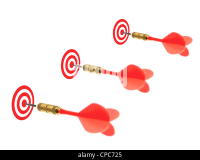 Playing darts isolated against a white background Stock Photo