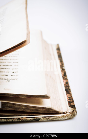 very old French book open Stock Photo