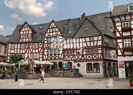 Row of historic houses in the center of Limburg an der Lahn. Stock Photo