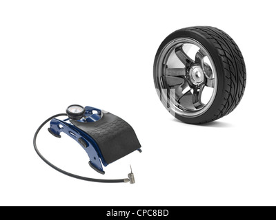 A tire pump isolated against a white background Stock Photo