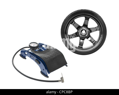 A tire pump isolated against a white background Stock Photo