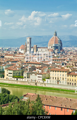 Overview of Florence, Duomo and river Arno Firenze Tuscany Italy EU Europe Stock Photo