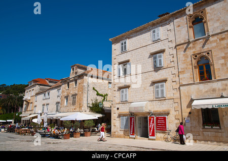 Trg Svetog Stjepana main square Hvar town Hvar Island Dalmatia Croatia Europe Stock Photo