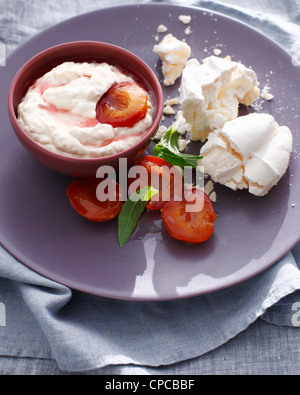 Plate of plum fool Stock Photo