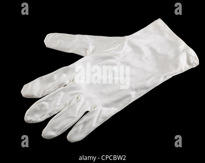 white textile glove. Isolated over black, clipping path Stock Photo