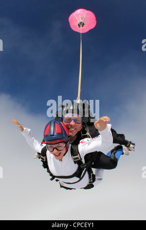 Switzerland, Canton Ticino, parachuting Stock Photo