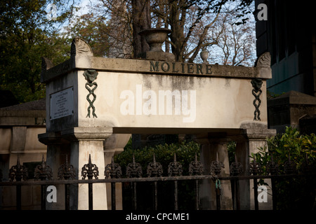 Moliere's grave in Pere Lachaise cemetery. Paris, France. Stock Photo