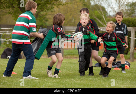 Junior boys rugby match, Newmarket Suffolk UK Stock Photo