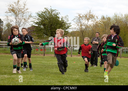 Junior boys rugby match, Newmarket Suffolk UK Stock Photo