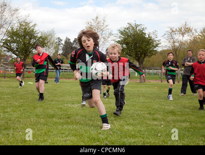 Junior boys rugby match, Newmarket Suffolk UK Stock Photo