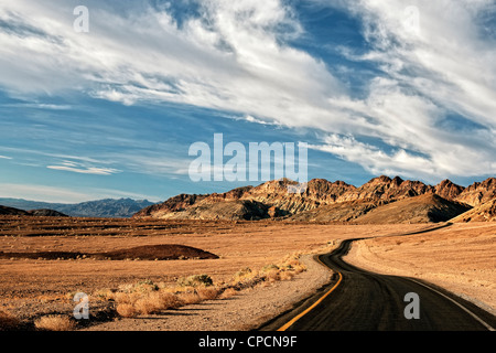 Artist Drive is a one way loop road leading to the multi hued Artist Palette in California’s Death Valley National Park. Stock Photo