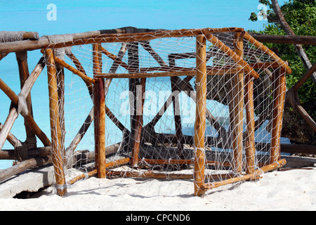 Two beach soccer goals on the beach in Nungwi, Zanzibar Stock Photo