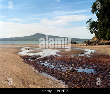 Rangitoto Island from St Heliers Bay Beach Auckland New Zealand Stock Photo