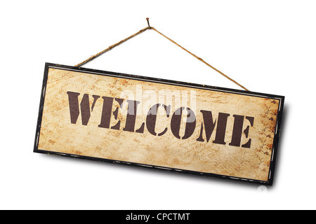 Welcome sign isolated on white. Stock Photo