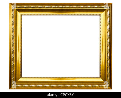 Vintage gold picture frame isolated on white background Stock Photo