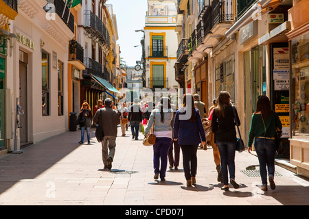 Europe, Spain Andalusia, Sevilla, Shopping in Calle sierpes (Sierpes Street) Stock Photo