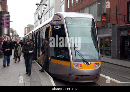 City centre tram, Dublin, Republic of Ireland, Europe Stock Photo