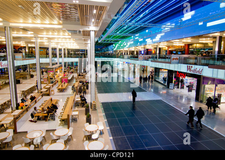 Interior of Westfield shopping centre, Stratford, London, England, United Kingdom, Europe Stock Photo